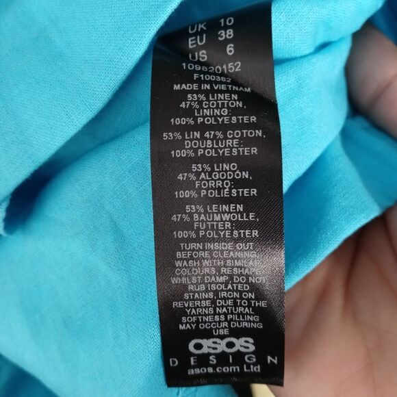 Asos linen blend blue high-waisted short size 6 - Picture 6 of 6